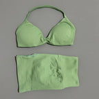 HISTELLO Gym Set 2 Piece Women Strappy Yoga Bra Top Workout Scrunch Shorts Sports Suit Fitness Clothes Seamless Yoga Set - Matrix-studios.com