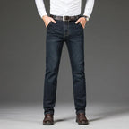 Plus Size 42 44 46 Spring Autumn Men's Fashion Casual Jeans Black Blue Classic Business Straight Elasticity Brand Denim Trousers - Matrix Studios