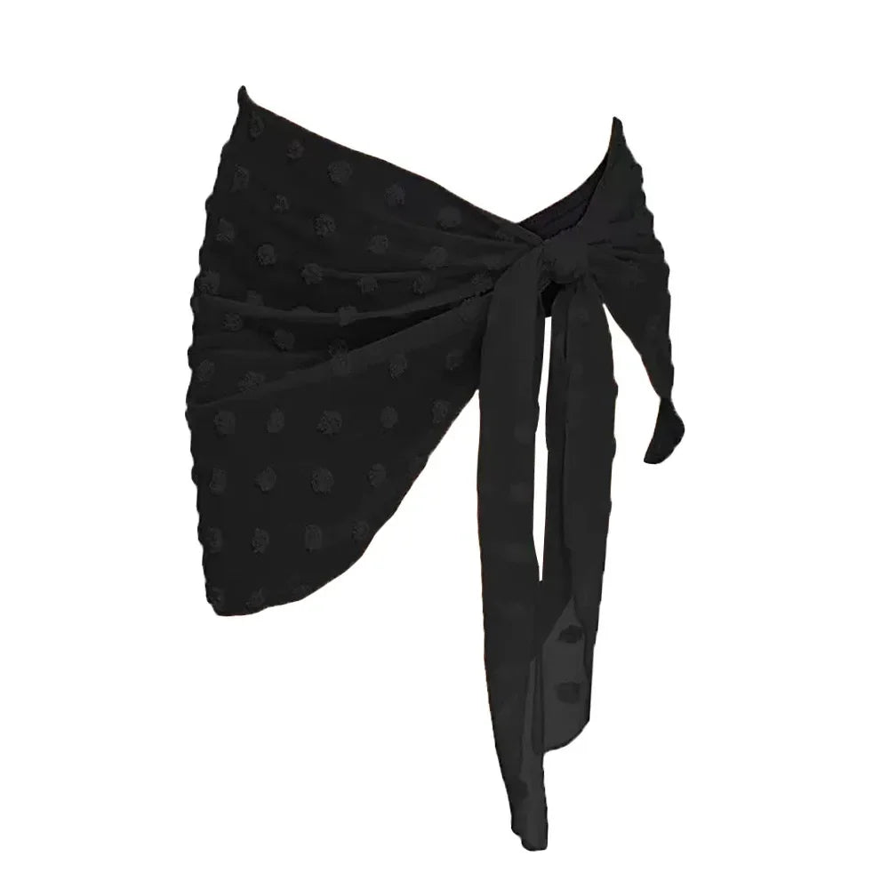 Summer Women Short Solid Sarong Swimsuit Coverups Beach Bikini Wrap Sheer Short Skirt Chiffon Skirt Scarf Swimwear Cover-ups - Matrix Studios