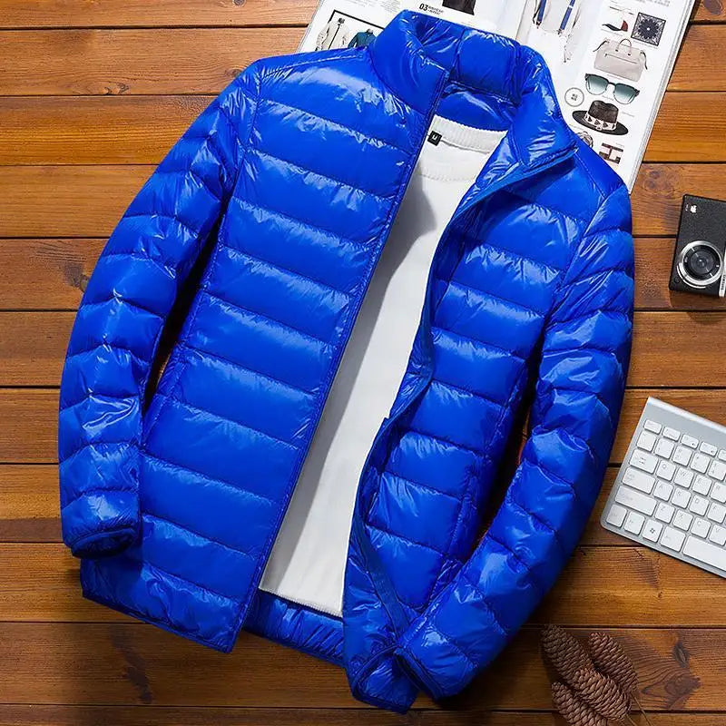 Men Parkas Down Cost Stand Collar Zipper Parka Outerwear Loose Cardigan Solid Pockets Spliced Winter Casual Long Sleeve - Matrix Studios