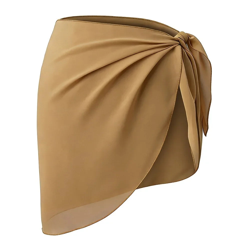Summer Women Short Solid Sarong Swimsuit Coverups Beach Bikini Wrap Sheer Short Skirt Chiffon Skirt Scarf Swimwear Cover-ups - Matrix Studios