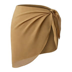 Summer Women Short Solid Sarong Swimsuit Coverups Beach Bikini Wrap Sheer Short Skirt Chiffon Skirt Scarf Swimwear Cover-ups - Matrix Studios