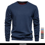 AIOPESON Cotton-blend Mens Crew Neck Solid Color Sweatshirts Pullover Casual Sport Sweatshirt for Men - Matrix Studios