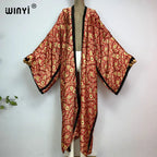 WINYI Summer New Fashion Print Women Cardigan Loose Long Dress Elegant Party Boho Maxi Beach Holiday Cover Up Kimonos Kaftan - Matrix Studios