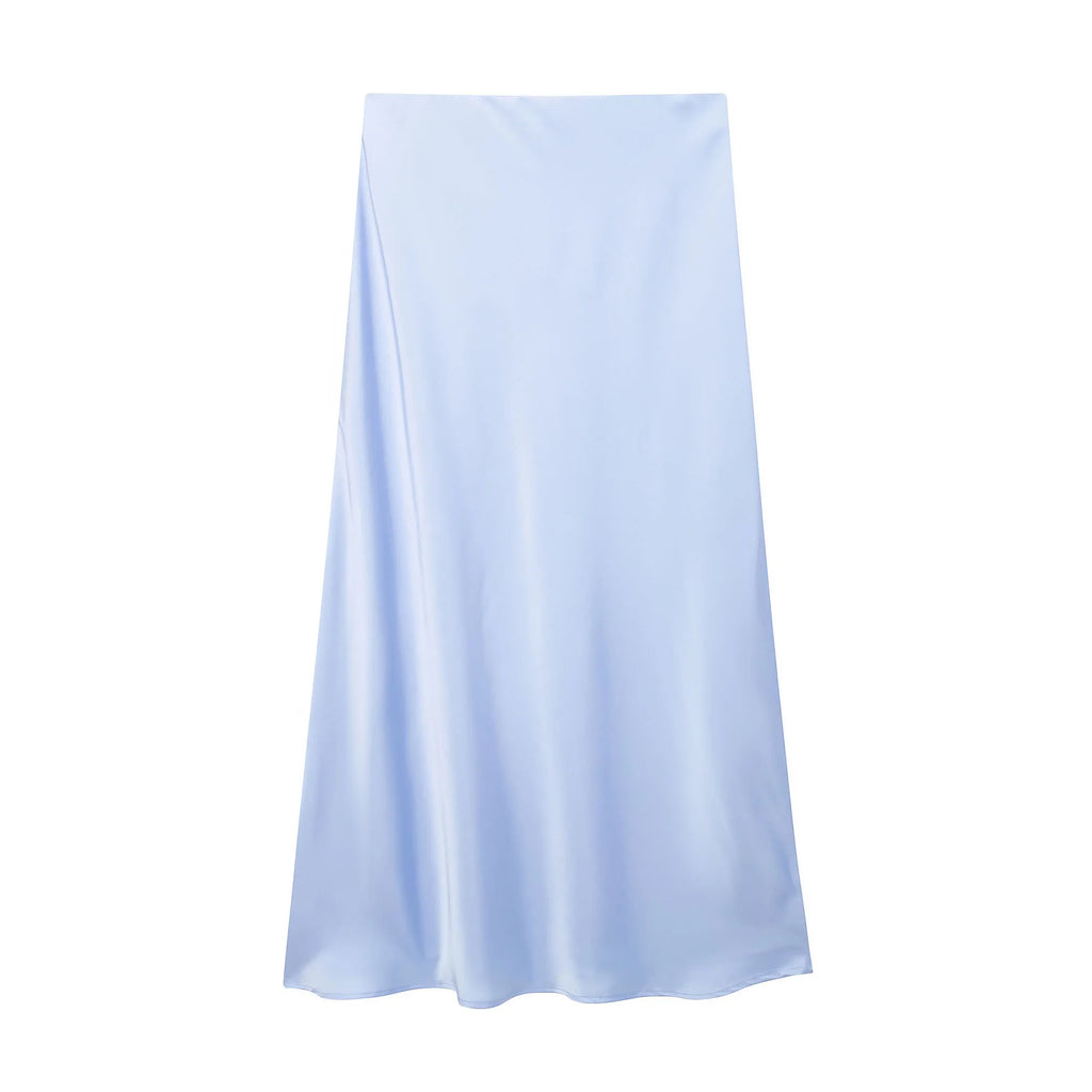 Willshela 2024 Black Satin Skirt Woman High Waist Elegant Long Skirts For Women Fashion Summer Midi Skirt Office Women's Skirts - Matrix-studios.com