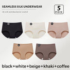 5PCS Seamless Mulberry Silk Panties Woman Underwear Ultra-Thin High Elastic Invisible Briefs Soft & Breathable Female Lingerie - Matrix Studios