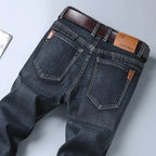 Men's New Korean Version Is Soft And Comfortable Stretch Regular Fit Jeans Fashion Casual Cotton Business Black  Denim Pants - Matrix Studios