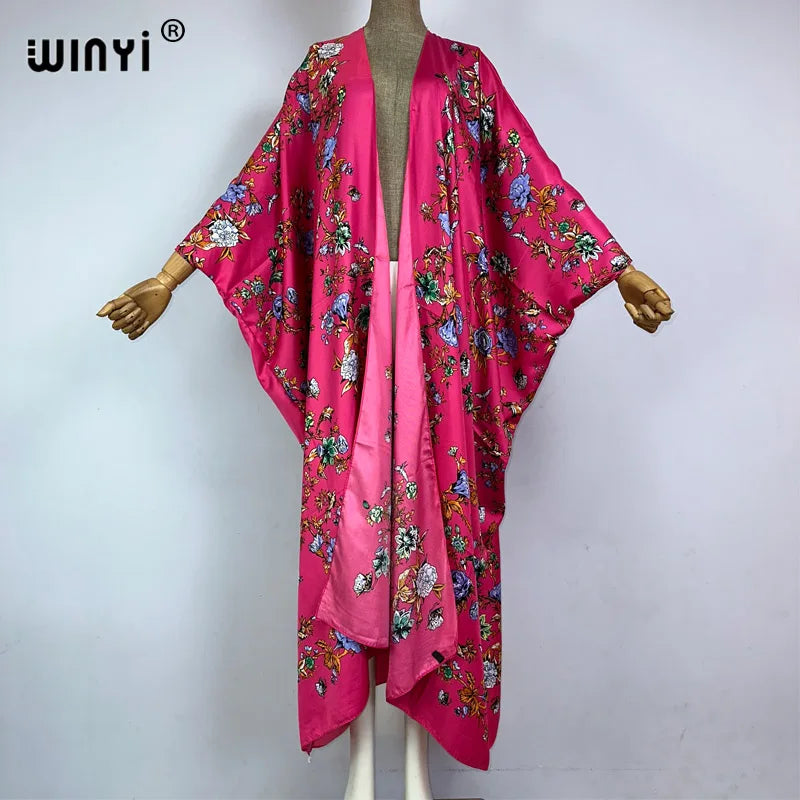 WINYI Kimono Africa Summer Boho Print Beach Outfits for Women Cover-Up Long Coat Elegant Coat Beach Outfits for Women Maxi Dress - Matrix Studios