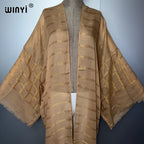 WINYI Monochrome Fashion Cardigan Middle East Abaya Dubai Luxury Holiday Party Dress Muslim Woman Fashion Open Front Caftan - Matrix-studios.com