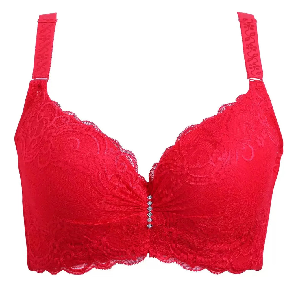 Plus Size Female Lace Bra Thin Bralette 80-105 C/D Cup Push Up Brassiere Widening Side 4-Row Button Bras Absorbs Sweat Underwear - Matrix Studios