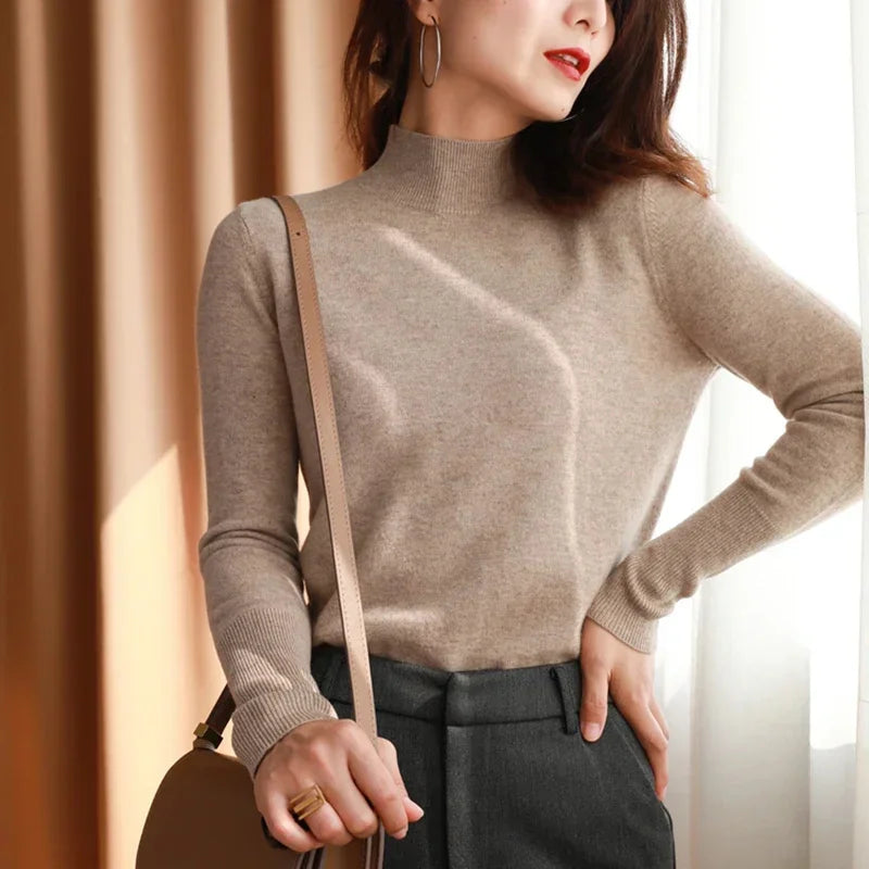 Autumn Winter chic Bottom Sweaters Women Fashion Turtleneck Pullover Slim Long Sleeve Knitted Jumpers Soft Warm Pull Femme Top - Matrix Studios