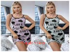 Summer New Women's Nightgown Beauty Back Thin Section Of Home Wear Sexy Halter Short Skirt Love Cartoon Cute Printing Pajamas - Matrix-studios.com