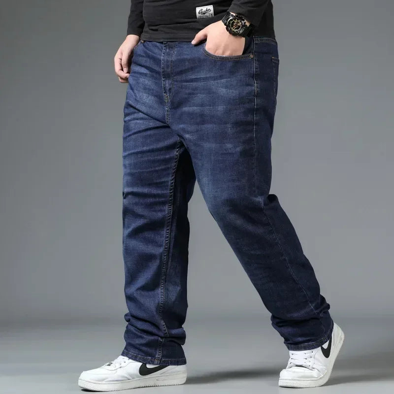 Mens Large Size Black Jeans 10XL Oversize High Waist Loose Trousers Husband Plus Size Loose Denim Trousers Blue Male Denim Pants - Matrix Studios