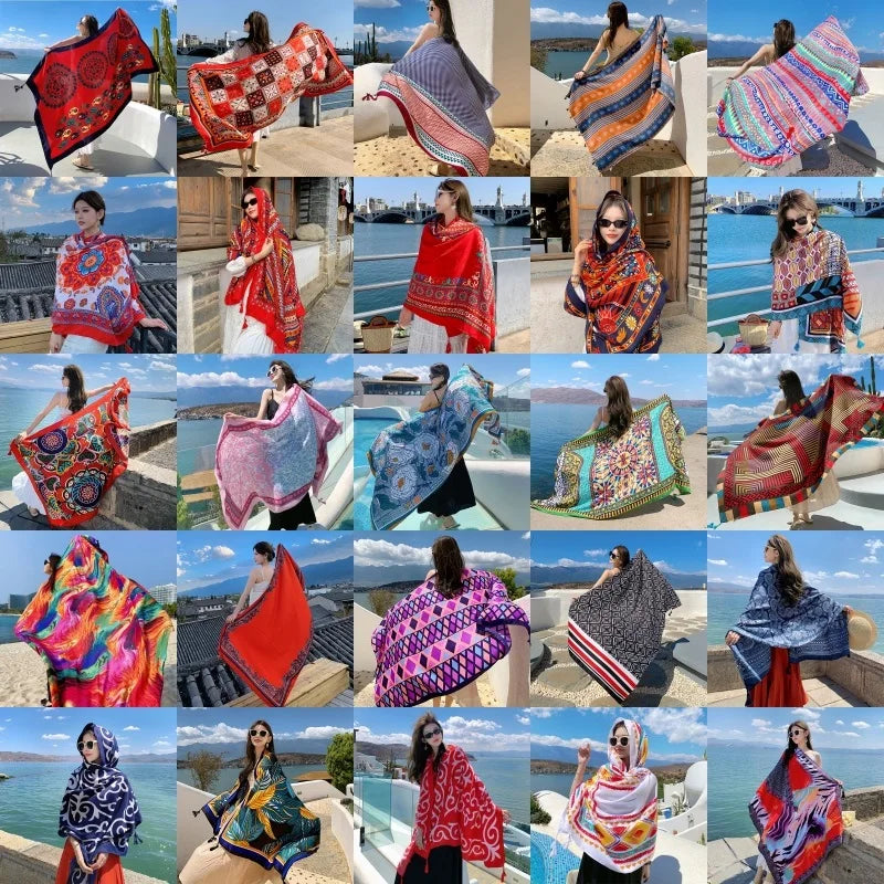 28 Styles 90x180cm Travel Beach Sunscreen Scarve Bikini Large Shawl Sarong Wrap Scarf Women Brazilian Swimsuit Bathing Cover-ups - Matrix Studios