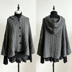 2026 Autumn Winter Women's Y2K Goth Knit Cardigan Harajuku Retro Millennium Aesthetics Single-Breasted Open-Flap Hooded Sweater - Matrix Studios