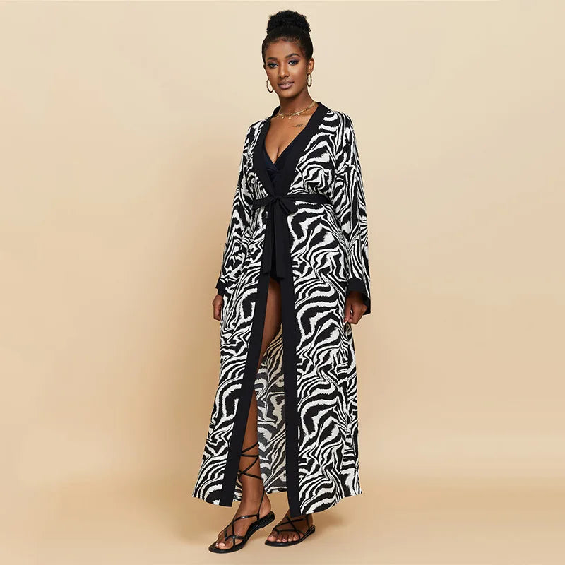2026 Women Swimsuit Beach Cover Up Dress Sleeve Kaftan Beach Tunic Long Pareos Bikinis Cover Ups Summer Robe Plage Beachwear - Matrix Studios