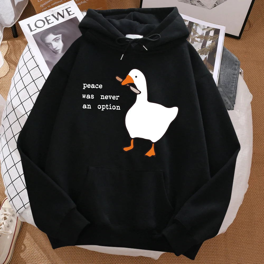 Peace Was Never An Option Printed Hoosie Men Street Oversize Autumn Hooded Hipster Soft Hoodies Hip Hop Warm Sportswears - Matrix Studios
