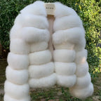QUEENTINA Winter New Women's Real Fox Fur Coat With Collar Especially Overcoat Leather Female Natural Plus Size 2023 Luxury - Matrix Studios