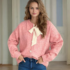2024 New Bow Tie Tied Sweater Women Sweet Lovely Commuter Knitted Cardigan Female Fashionable Casual Trend Sweaters Coat - Matrix Studios