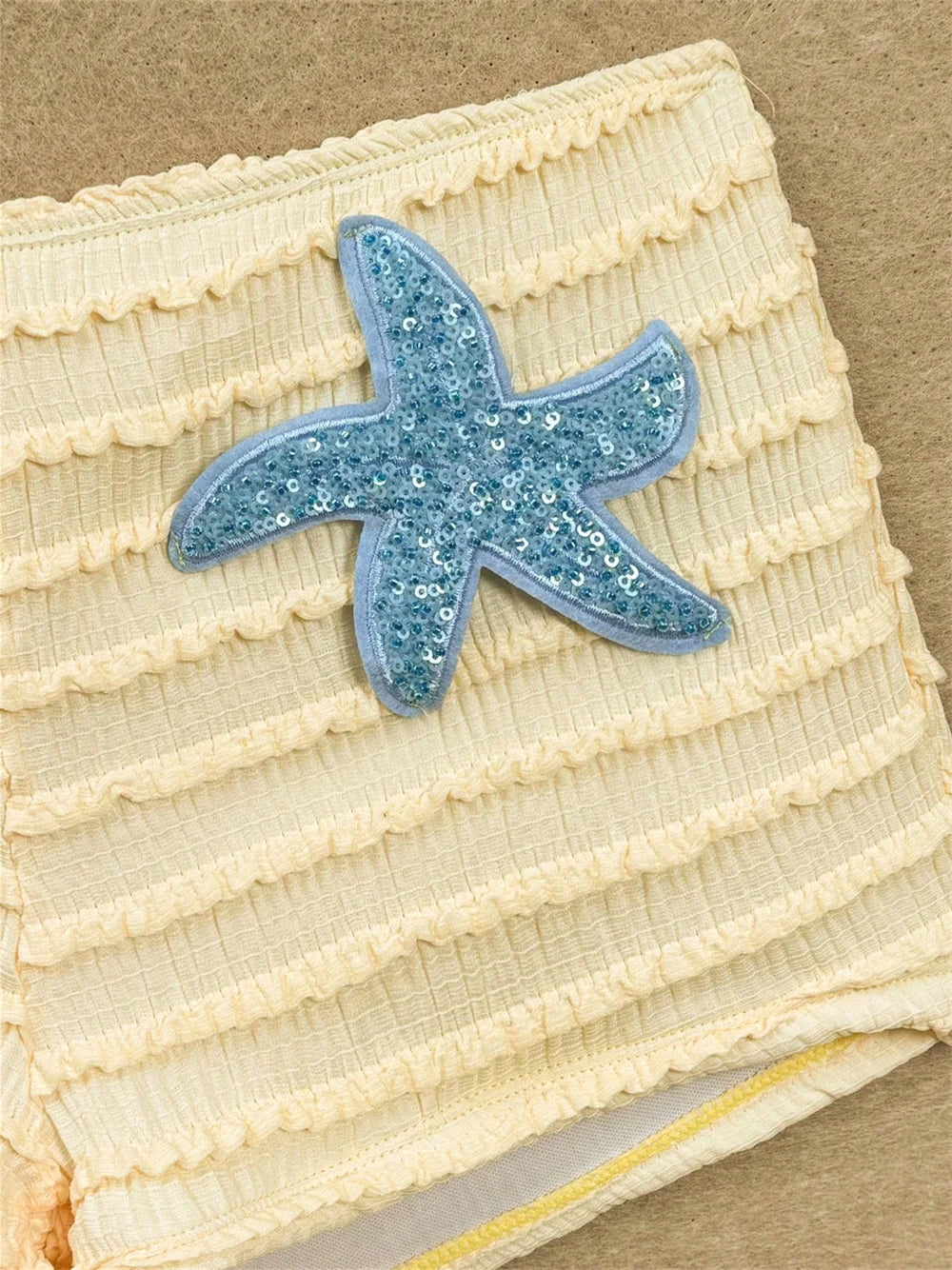 Kawaii Layered Shorts Set Bikini Sequins Star Swimsuit Women's Bikinis and Tankinis Backless Vacation Swimwears Beachwear Outfit - Matrix-studios.com
