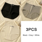 3PCS/set Color Panties Cotton Women Comfortable High-waist Underwear Soft Lingerie Breathable Female Panty Fitness Sports Briefs - Matrix Studios