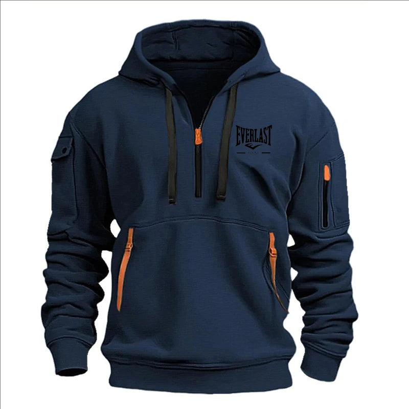 Fashion autumn and winter men's brand clothing multi-zipper design printed hoodie casual sweatshirt loose hooded jumper - Matrix Studios
