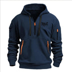 Fashion autumn and winter men's brand clothing multi-zipper design printed hoodie casual sweatshirt loose hooded jumper - Matrix Studios