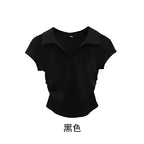 Cotton Summer Sexy Women's T Shirt Skinny Slim Basic Solid Crop Top Short Sleeve Polo TShirtCasual Top Tee for Women - Matrix-studios.com