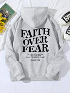 Casual Women's Hoodies Faith Over Fear Letter Printing Sweatshirts Fleece Warm Comfortable Pocket Pullovers Autumn Streetwear - Matrix Studios