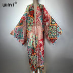 WINYI Bohemian Kimono Print Women Coat Loose Tassels Long Coat Beach Holiday Swimming Cover Up Party Dresses Luxury Dubai Abaya - Matrix Studios