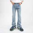 Men High Street Hip Hop Casual Small Flare Denim Jeans Pant Male Japan Korea Style Streetwear Vintage Denim Trousers Pant - Matrix Studios