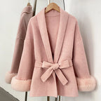 High End Double-sided Wool Strapping Real Wool Fur Coat Women's Removable Cuffs Fox Fur Temperament Cashmere Short Jacket - Matrix Studios