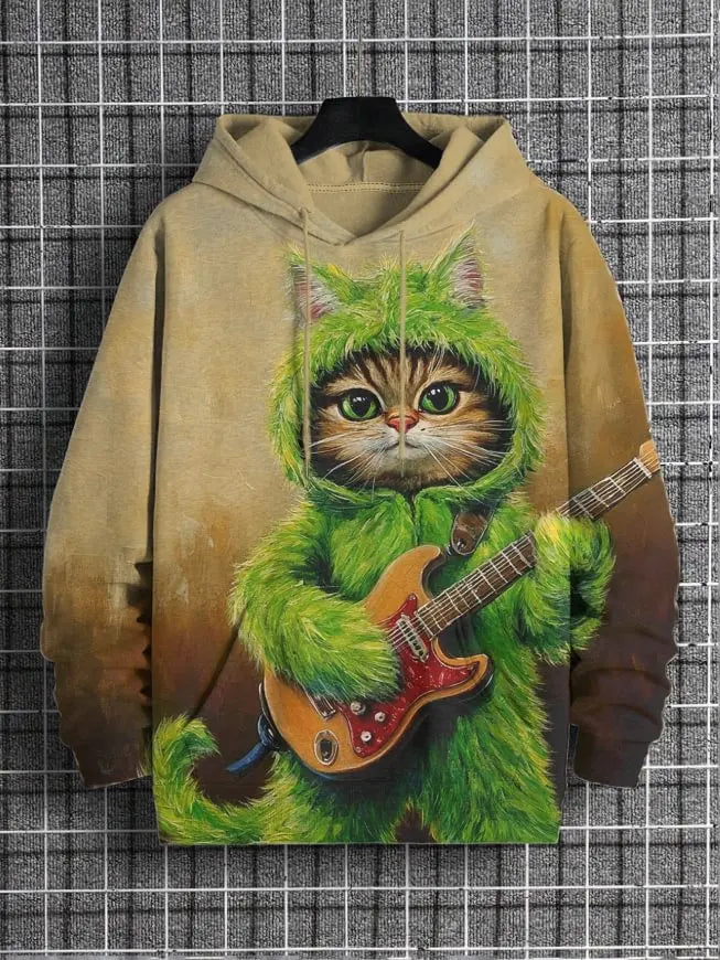 2026 Men's Hoodies Funny Cat Dinosaur UFO Art 3D Printed Cartoon Sweatshirt Men Women Tracksuit Oversized Casual Street Y2k Coat - Matrix Studios