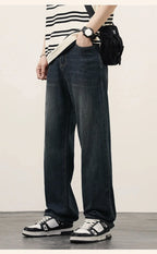 2025Spring Autumn New Men Straight Vintage Fit Jeans Casual Trousers High Quality Male Korean Fashion Baggy Wide Leg Denim Pants - Matrix Studios