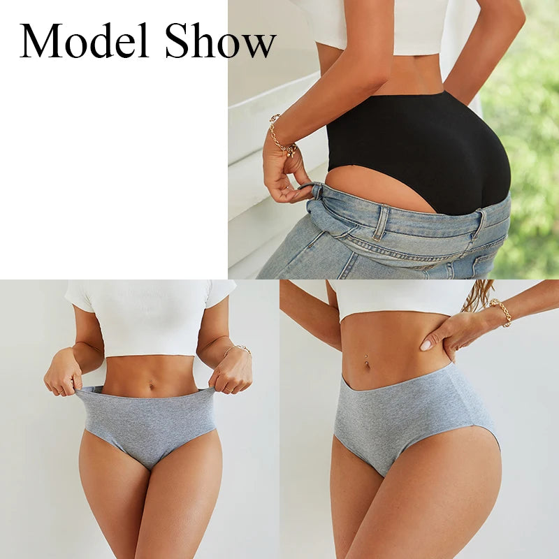 4Pcs/Set Comfort Cotton Panties Women High Waist Briefs Seamless Underwear Breathable Underpants Plus Size Panty S-2XL Intimates - Matrix Studios