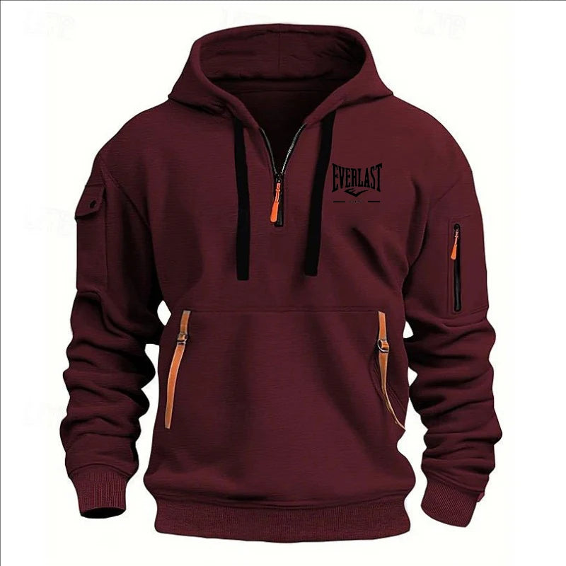 Fashion autumn and winter men's brand clothing multi-zipper design printed hoodie casual sweatshirt loose hooded jumper - Matrix Studios