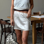 Linad Summer Sexy Satin White Mini Skirts For Women Street Chic Red High Waist Skirt Casual Slim Elastic Waist Skirt Female 2025 - Matrix-studios.com