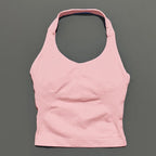 HISTELLO Sports Halter Top Seamless Longline Strappy Gym Tank Top Women Yoga Clothing Workout Fitness Sportswear Pilates Vest - Matrix-studios.com