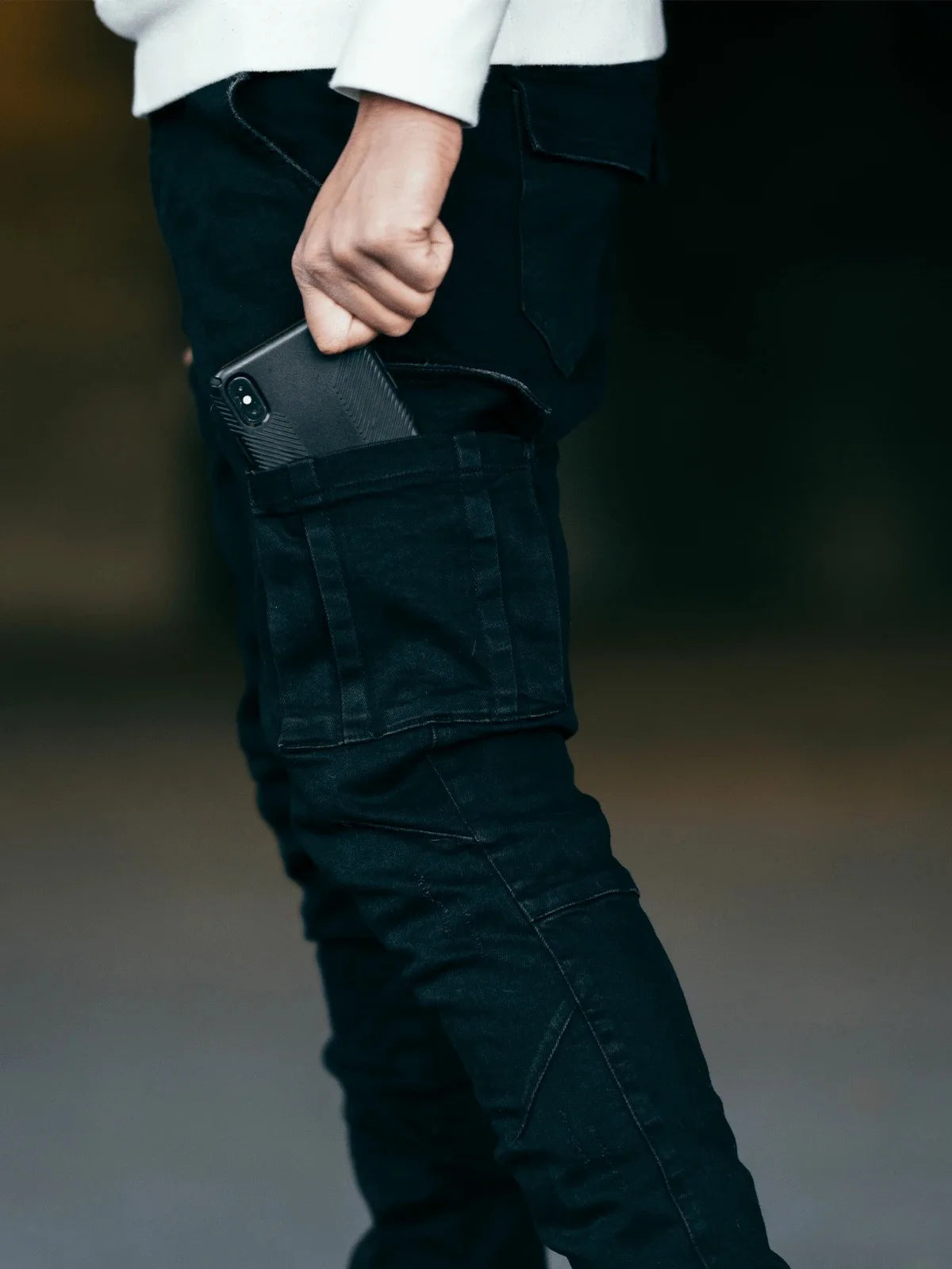 2026Jeans Men Pants Wash Solid Color Multi Pockets Denim Mid Waist Cargo Jeans Plus Size Fahsion Casual Trousers Male Daily Wear - Matrix Studios