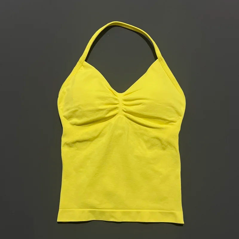Women Solid Color Yoga Sports Tank Top Sleeveless Quick Dry Breathable Elastic Slim Fit Gym Workout Running Fitness Soft Skin - Matrix-studios.com
