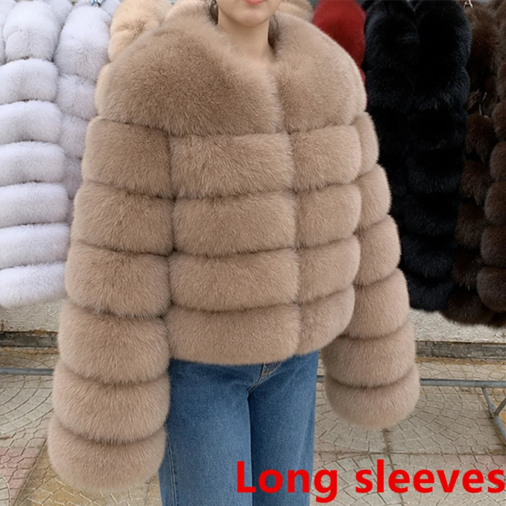 QUEENTINA Fox Fur Coat Long Sleeves Real Winter Women'S Brown 2025 Leather And Skin Clothing Natural New In Coats & Jackets - Matrix Studios