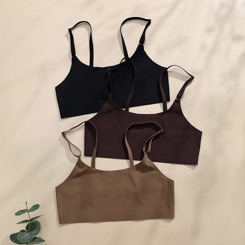 Hot Sale High Quality Latest Design Us Size Stylish Solid Ice Silk Seamless Wireless Bras And Women Underwear Set - Matrix-studios.com