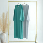 2024 New Modest Dress Solid Color Inner Dresses Muslim Women Dubai Abaya Eid Ramadan Islam Clothing Turkey Arabic Robe - Matrix-studios.com
