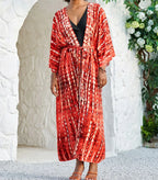 Long Kimono Swimsuit Cover up for Women Stylish Tie Dye Open Front Beach Outfits Bathing Suit - Matrix Studios