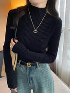 Solid Color Slim Tops Chic Autumn Winter 2026 Pullovers Women Long Sleeve Casual Turtleneck Warm Basic Sweater Knit Jumpers - Matrix-studios.com