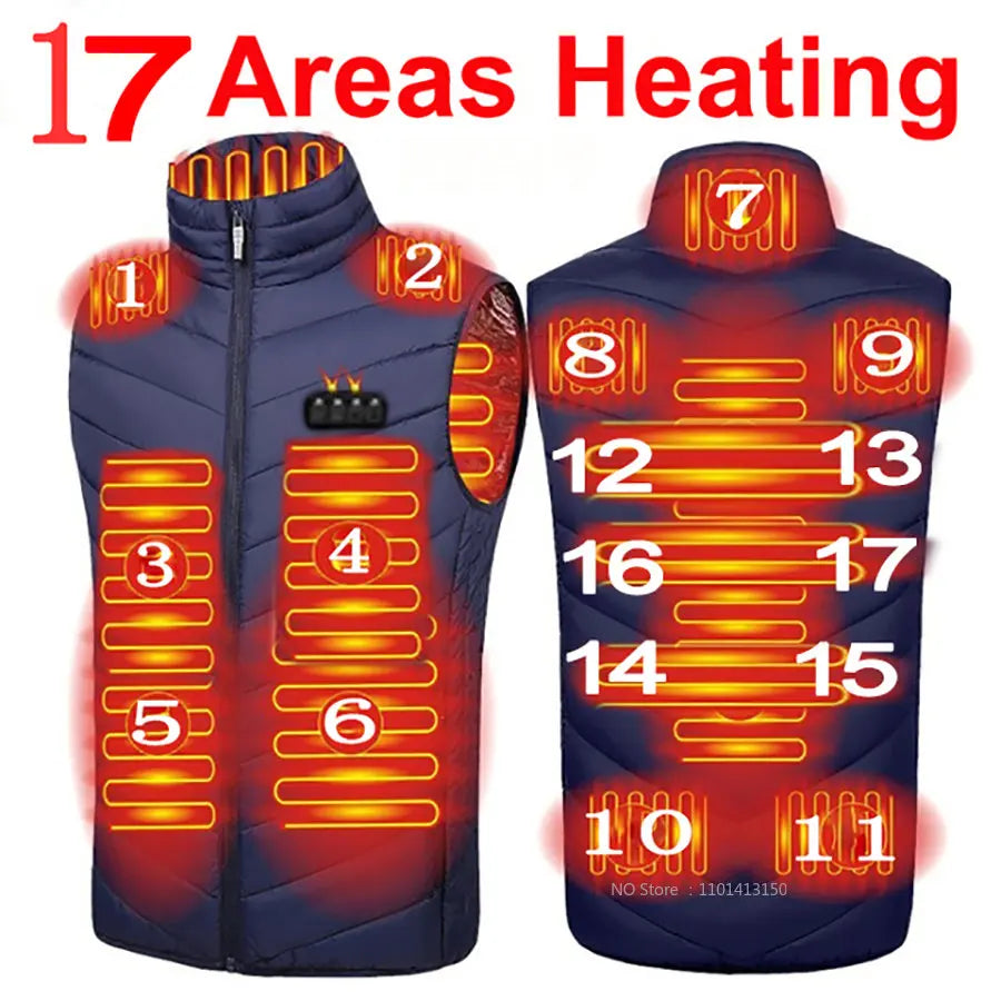 13 PCS Heated vest Jacket Fashion Men Women Coat Intelligent USB Electric Heating Thermal Warm Clothes Winter Heated Vest 열선조끼 - Matrix Studios