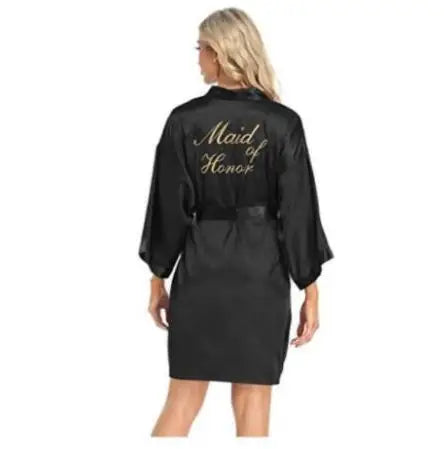 Bride Bridesmaid Wedding Robe Embroidery Kimono Bathrobe Gown Nightgown Casual Satin Short Women Sexy Nightwear Sleepwear - Matrix-studios.com