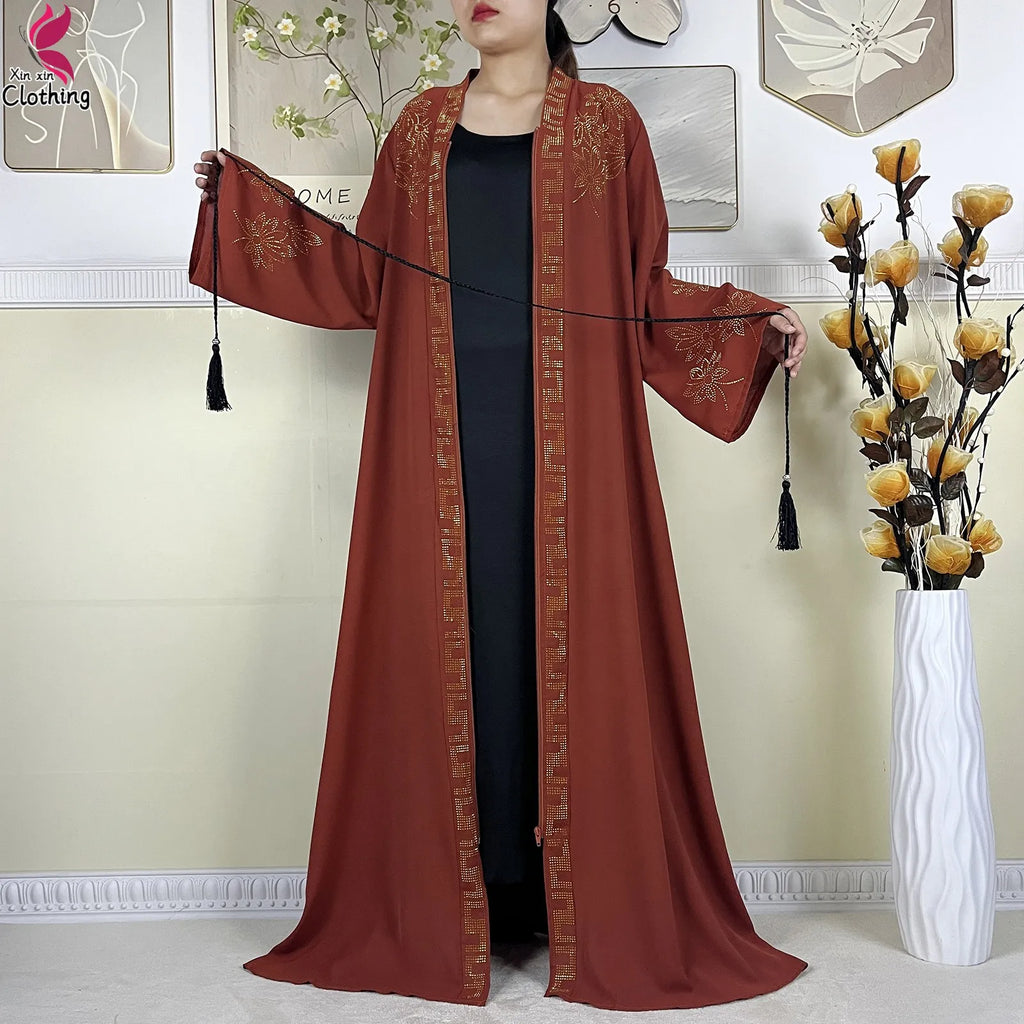 New Muslim Abayas For Women Long Sleeved Dress Dubai Lady Elegant Long Dress Islam Clothing African Abaya Loose Robe With Turban - Matrix-studios.com