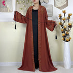 New Muslim Abayas For Women Long Sleeved Dress Dubai Lady Elegant Long Dress Islam Clothing African Abaya Loose Robe With Turban - Matrix-studios.com