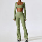 Yoga Set 2PCS Seamless Women Sportswear Workout Clothes Athletic Wear Gym Legging Fitness Bra Crop Top Long Sleeve Sports Suits - Matrix-studios.com